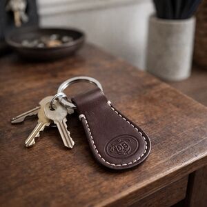 Vintage Dooney & Bourke Brown Leather Key Fob Keychain